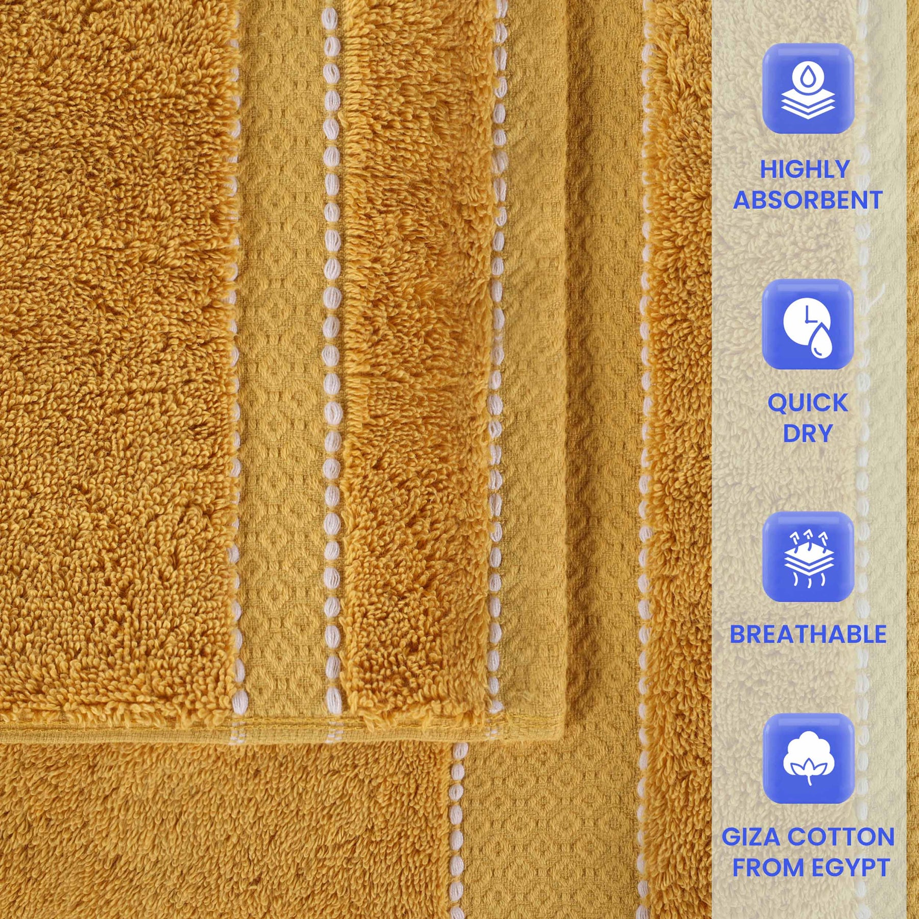 Niles Egyptian Giza Cotton Dobby Ultra-Plush Bath Towel - Gold