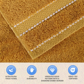 Niles Egyptian Giza Cotton Dobby Ultra-Plush Hand Towel - Gold