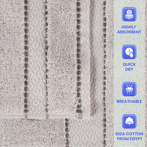 Niles Egyptian Giza Cotton Dobby Plush Face Towel Washcloth - Platinum