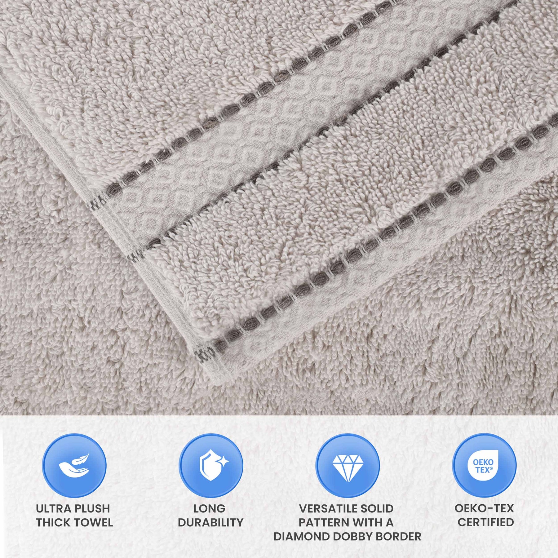 Niles Egyptian Giza Cotton Dobby Ultra-Plush Hand Towel - Platinum