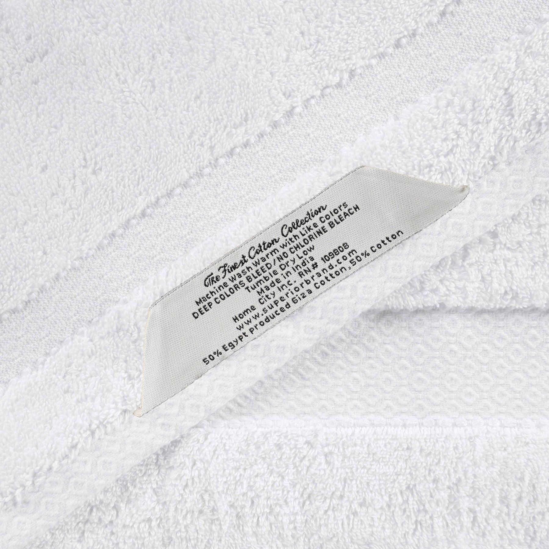 Niles Egyptian Giza Cotton Dobby Plush Face Towel Washcloth - White