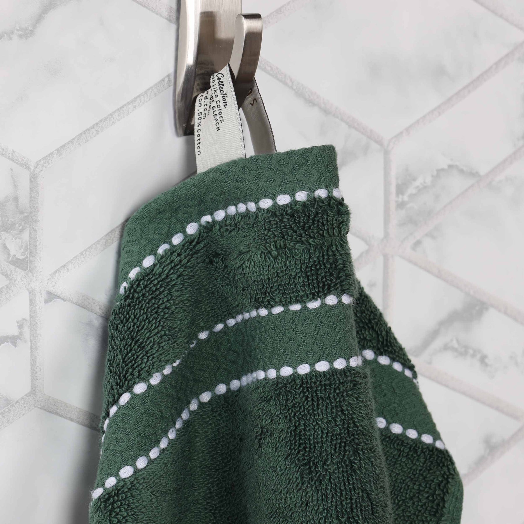 Niles Egyptian Giza Cotton Dobby Plush Face Towel Washcloth - Forest Green