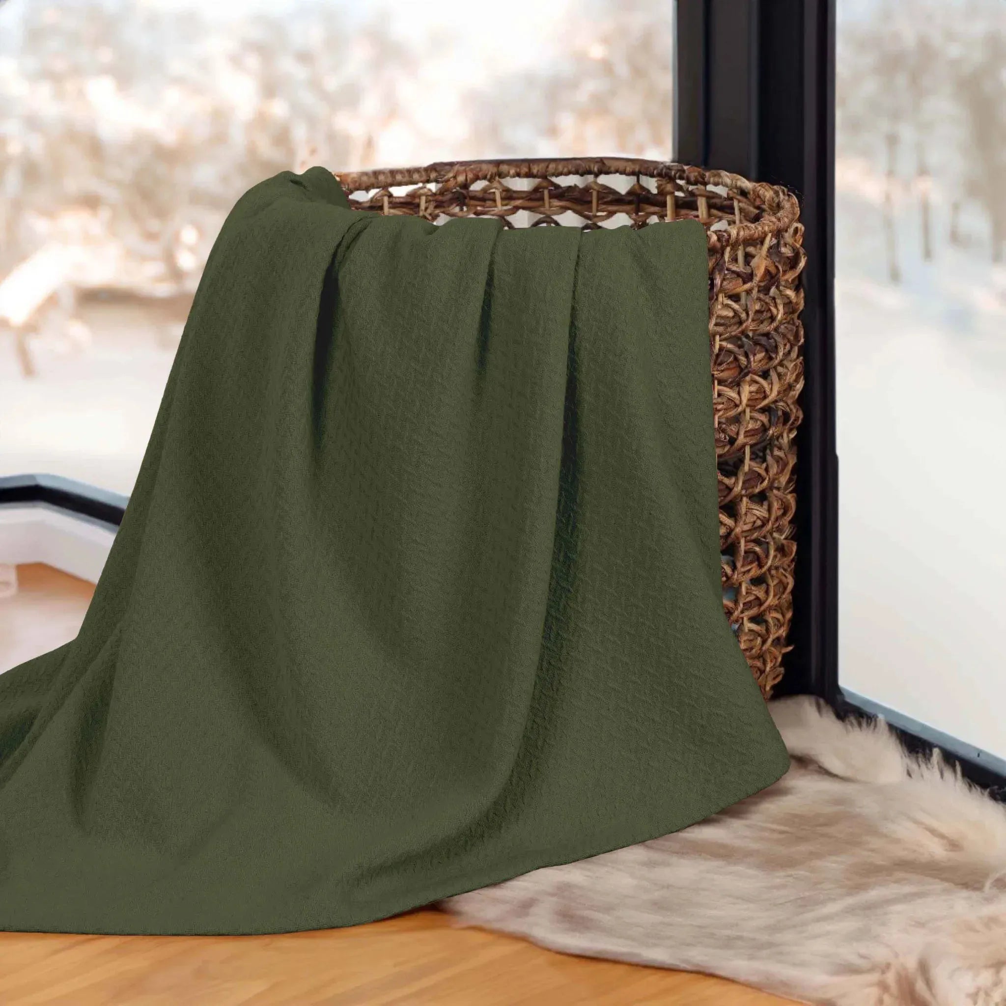 Nobel Cotton Textured Jacquard Chevron Lightweight Woven Blanket - Blanket by Superior Brand