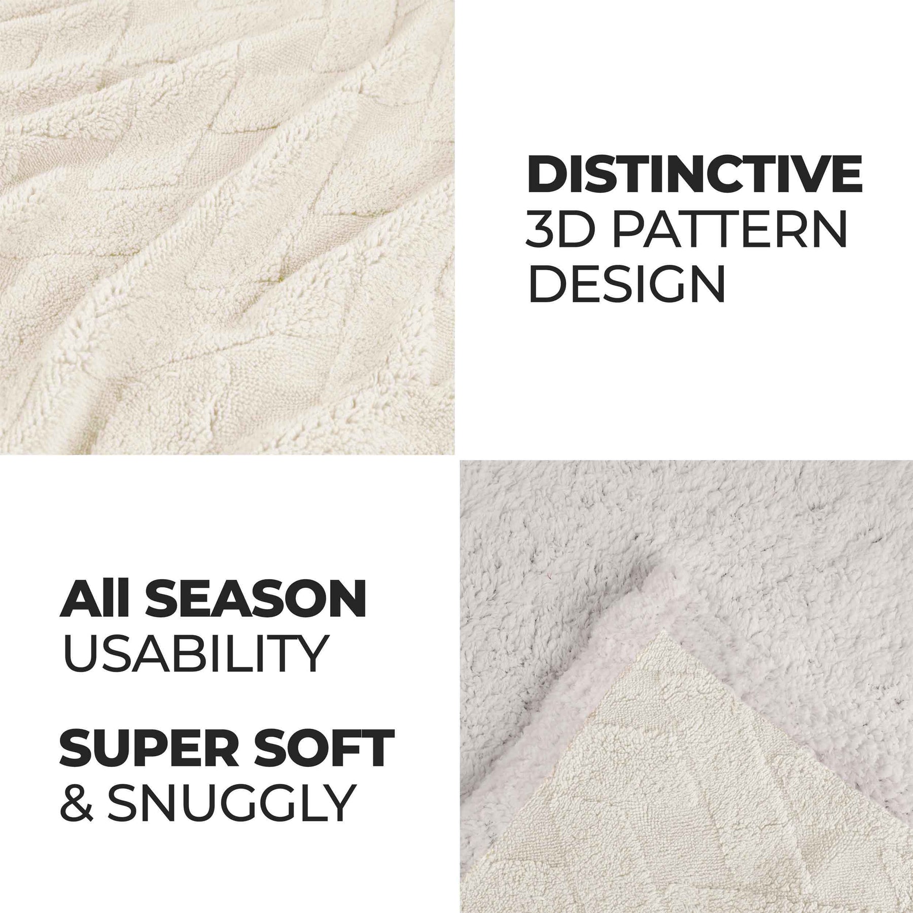 Superior Nuuk Reversible Jacquard Lattice Fleece Plush Sherpa Blanket -  Ivory