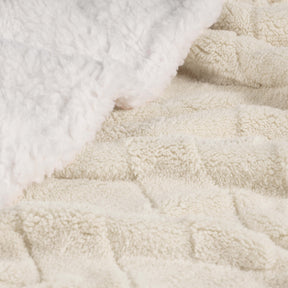 Superior Nuuk Reversible Jacquard Lattice Fleece Plush Sherpa Blanket - Ivory