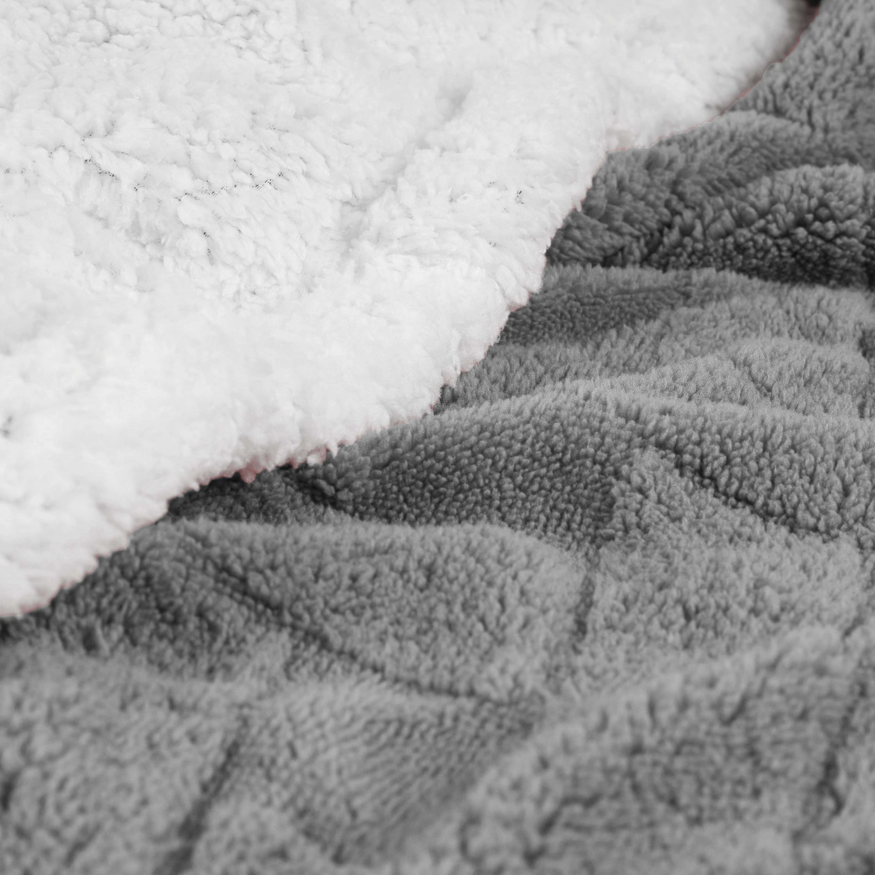 Superior Nuuk Reversible Jacquard Lattice Fleece Plush Sherpa Blanket - Platinum