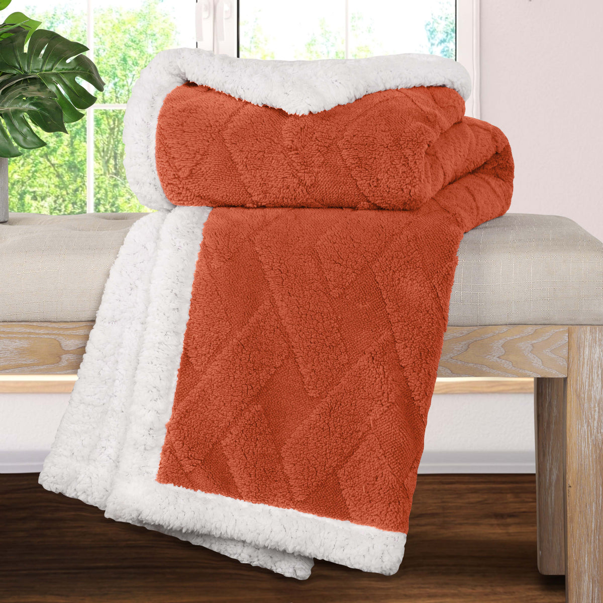 Superior Nuuk Reversible Jacquard Lattice Fleece Plush Sherpa Blanket