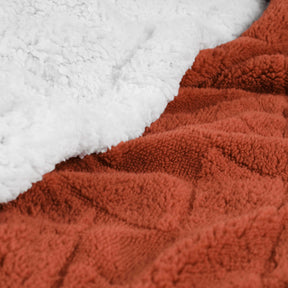 Superior Nuuk Reversible Jacquard Lattice Fleece Plush Sherpa Blanket -  Rust