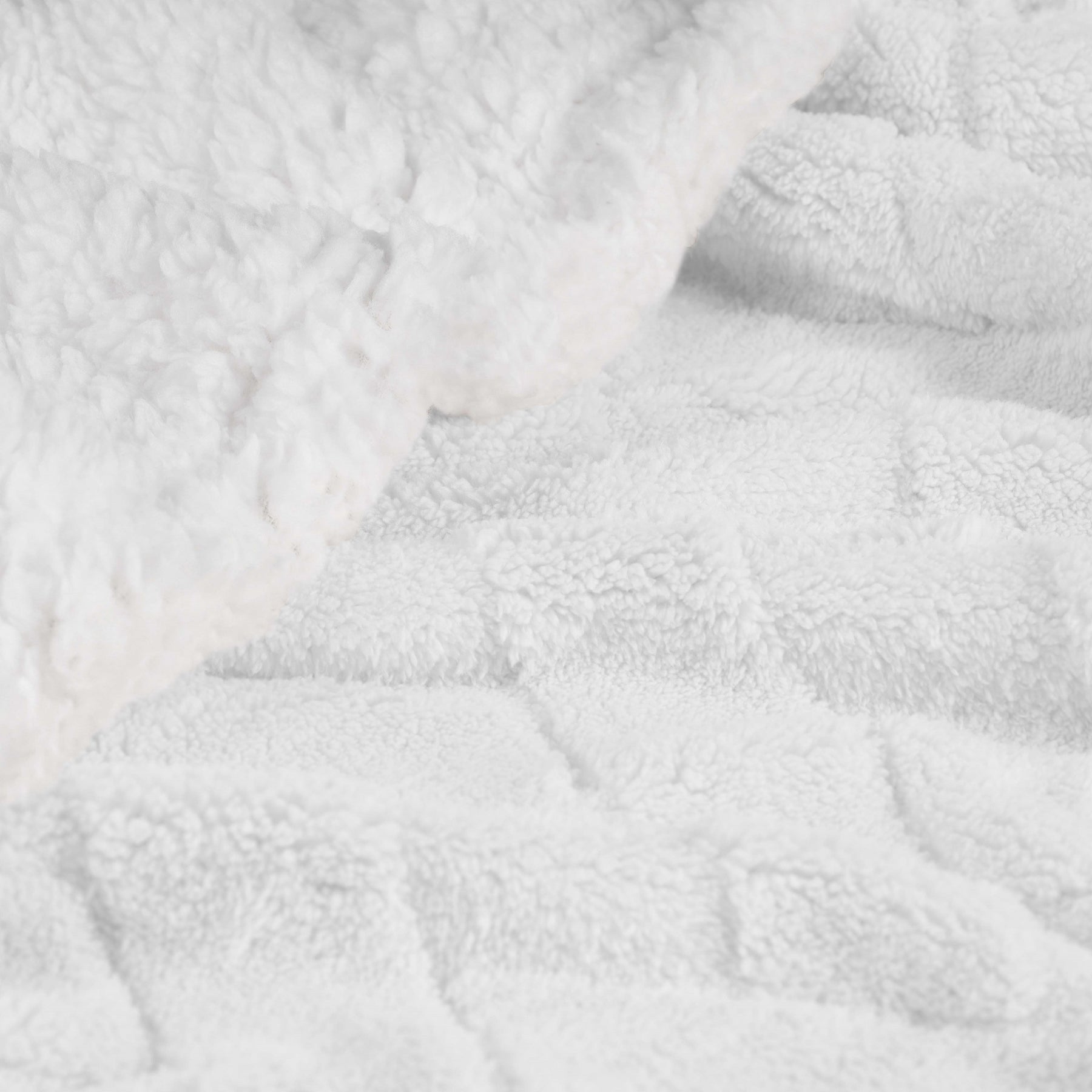 Superior Nuuk Reversible Jacquard Lattice Fleece Plush Sherpa Blanket -  White