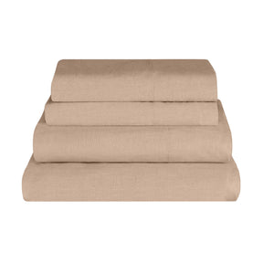 Superior Cotton Linen Blend Deep Pocket 4-Piece Bed Sheet Set - Tan