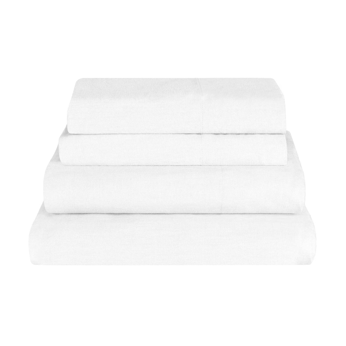 Superior Cotton Linen Blend Deep Pocket 4-Piece Bed Sheet Set - White