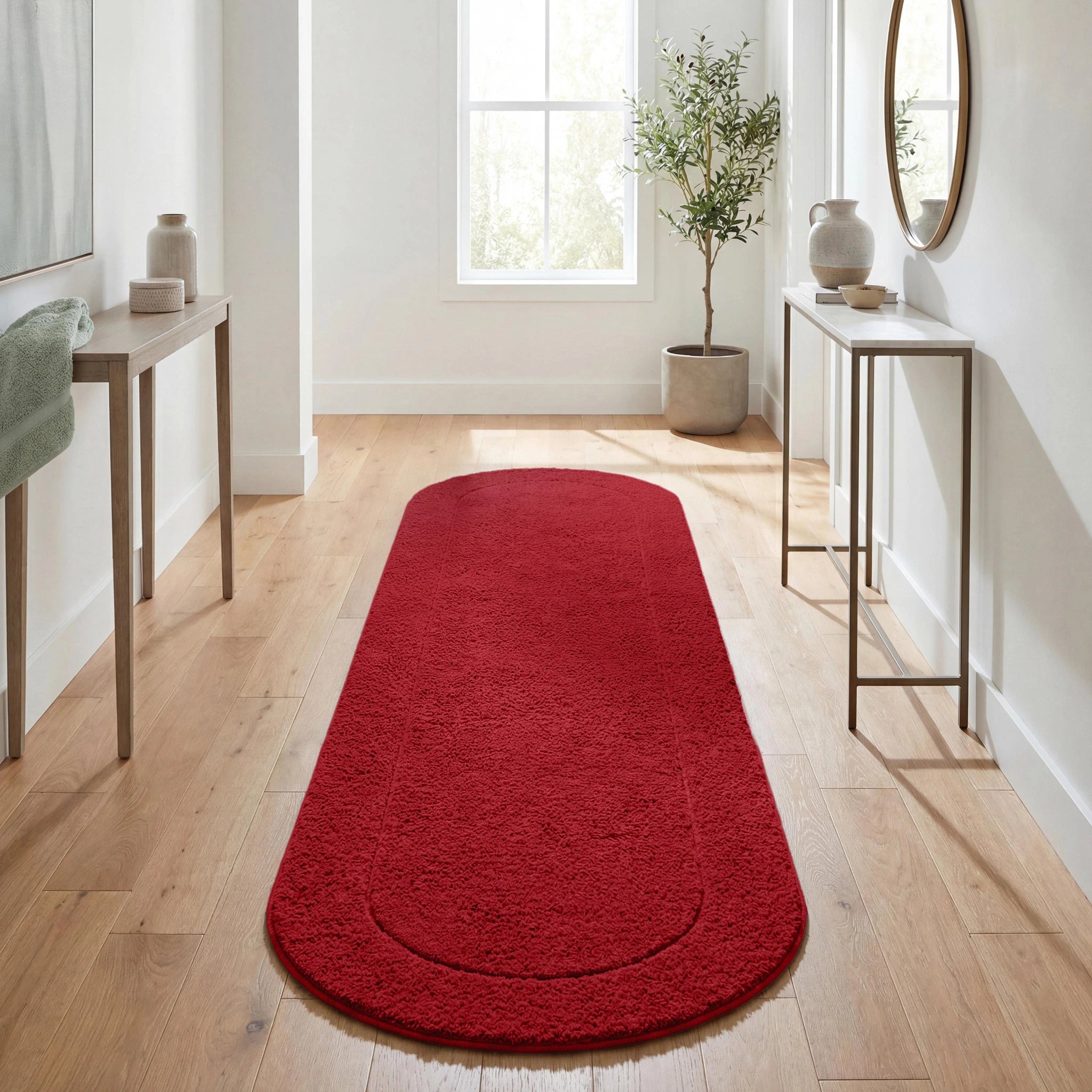 Oval Cotton Washable Non-Slip Bath Rugs or Runner