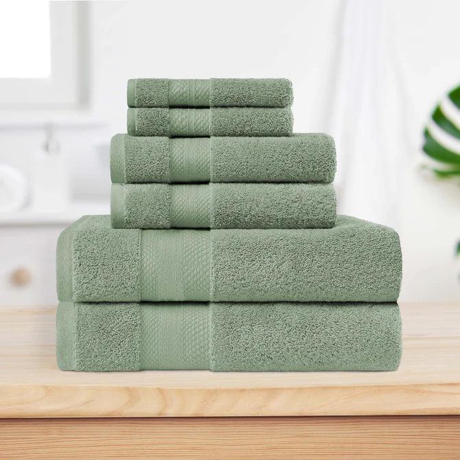 Turkish Cotton Highly Absorbent Solid 6 Piece Towel Set - Towel Set by Superior Brand