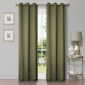 Solid Machine Washable Room Darkening Blackout Curtains - Olive Green