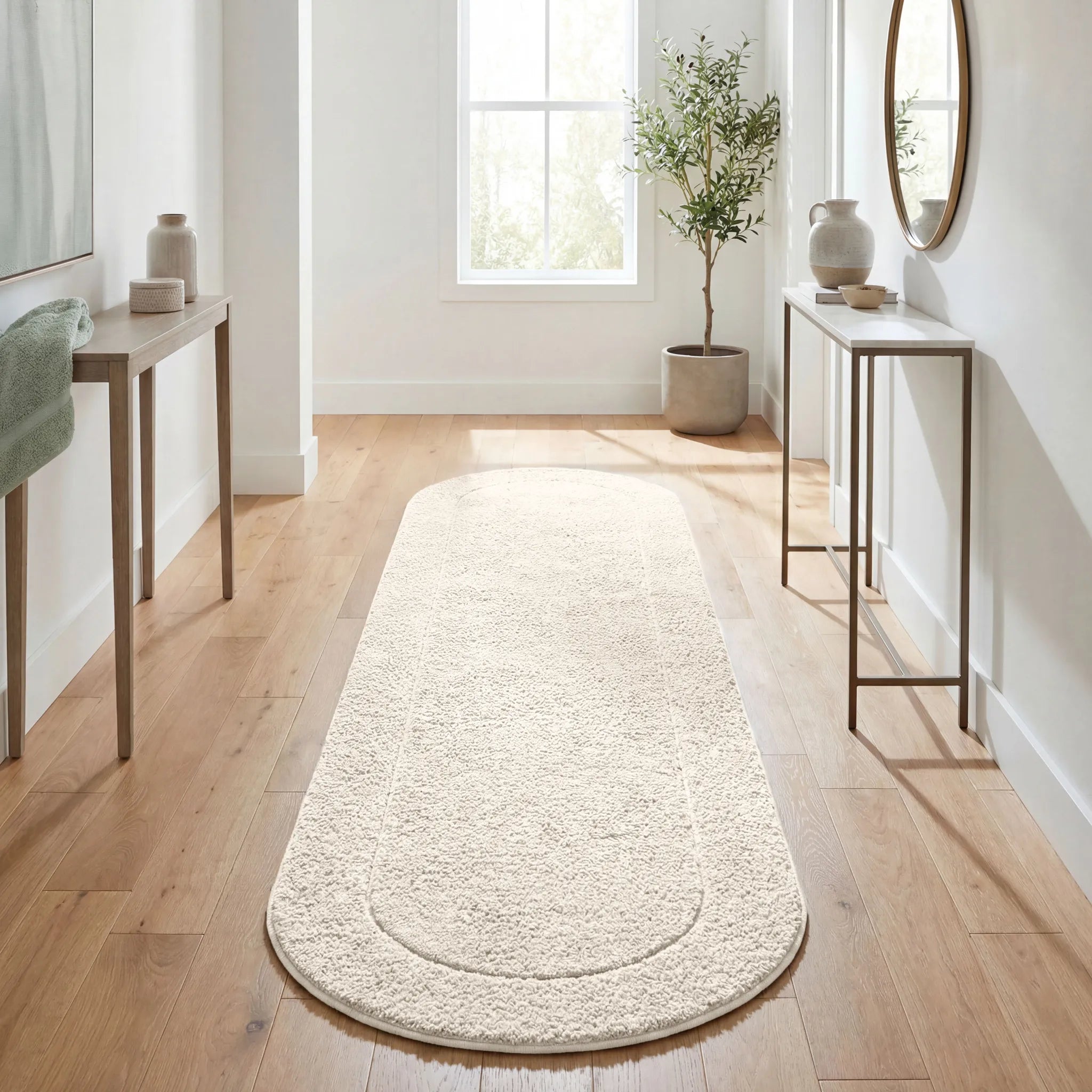 Oval Cotton Washable Non-Slip Bath Rugs or Runner