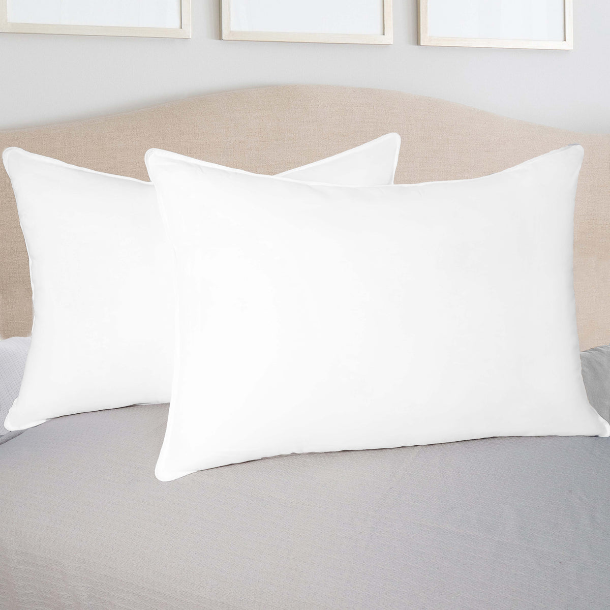 Down Alternative Hypoallergenic Medium Weight 2 Piece Pillow Set - White