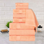 Chevron Zero Twist Solid and Jacquard Cotton 9 Piece Towel Set - Towel Set by Superior