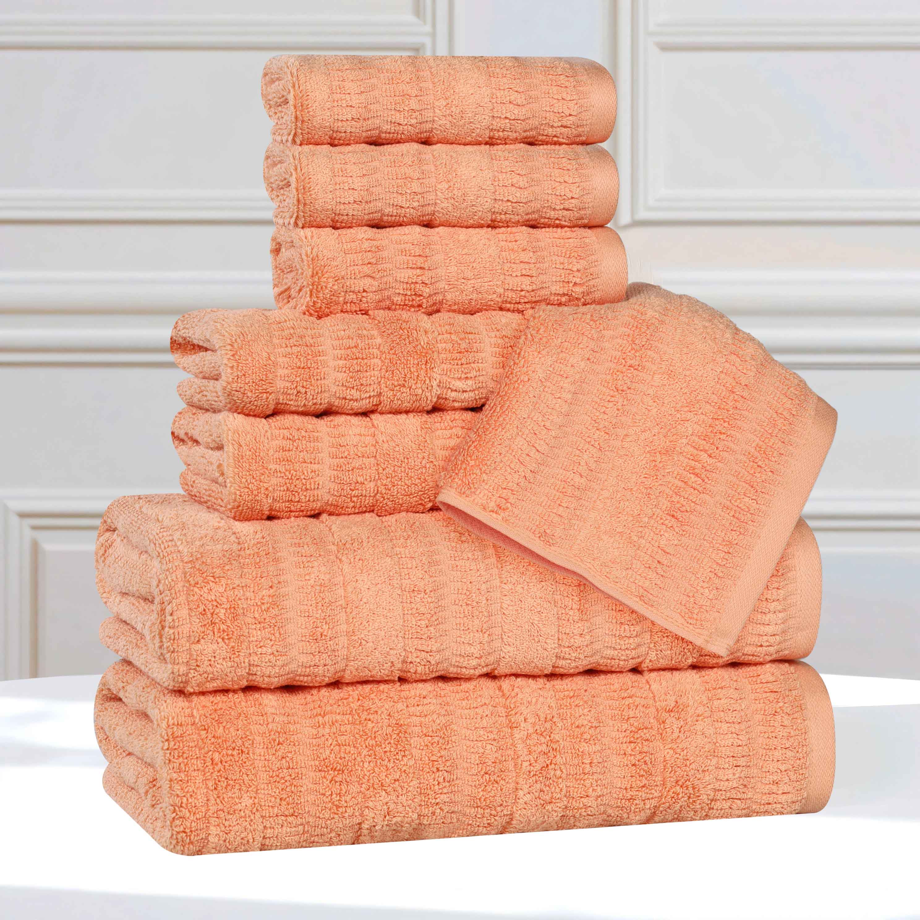 Mika Smart Twist Viscose Cotton Blend Solid Ribbed 8 Piece Towel Set - Towel Set by Superior Brand