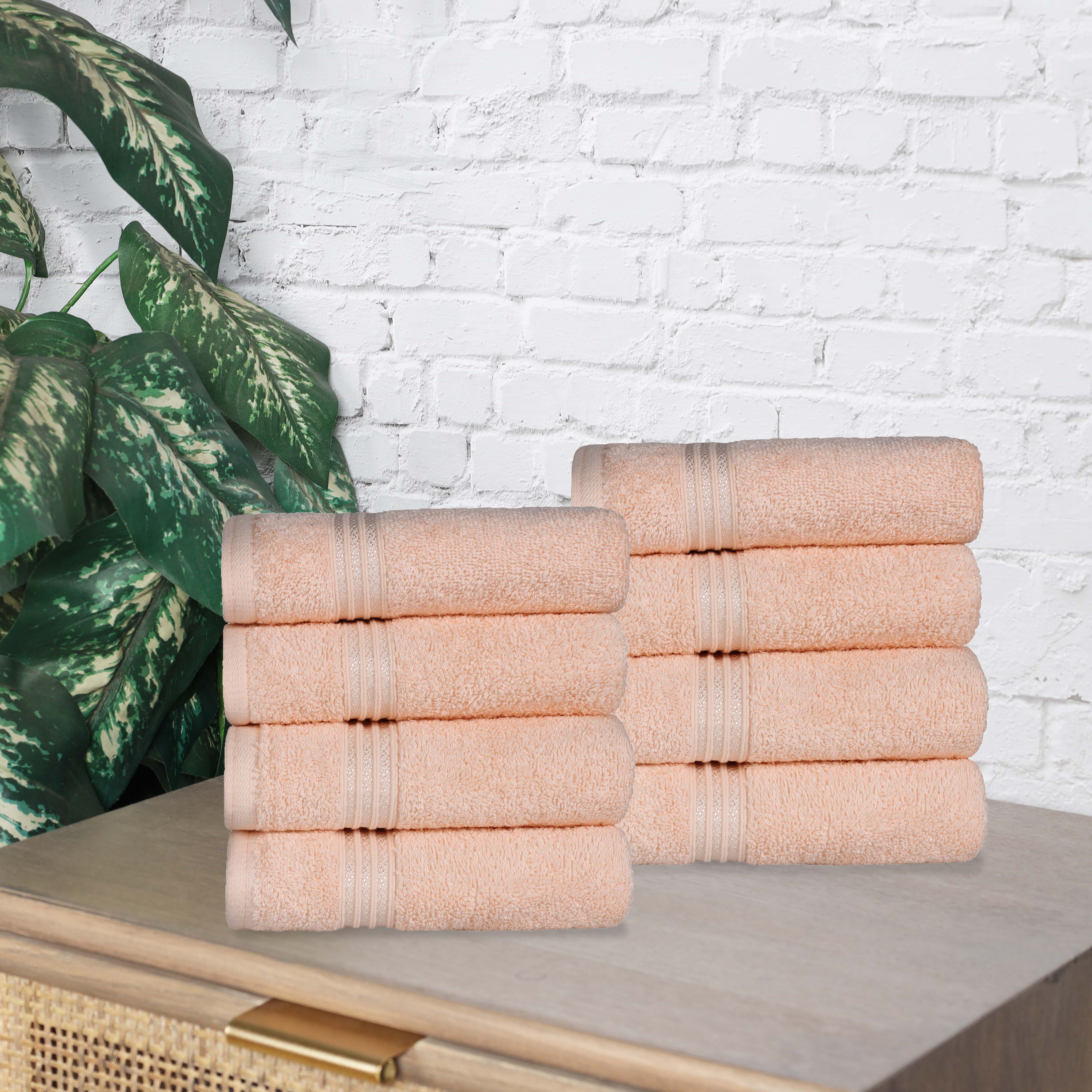 Heritage Egyptian Cotton Plush Thick Absorbent Hand Towel Set of 8 - Egyptian Cotton Hand Towel by Superior