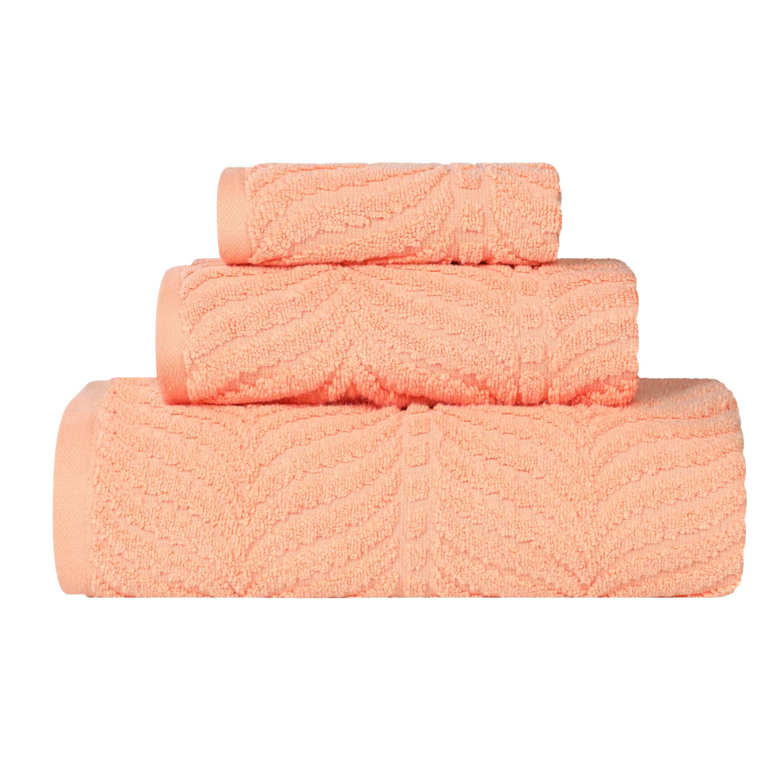 Chevron Zero Twist Jaquard Cotton 3 Piece Bathroom Towel Set - Towel Set by Superior Brand