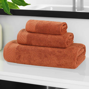 Basketweave Egyptian Cotton Solid 3 Piece Assorted Towel Set - Pecan
