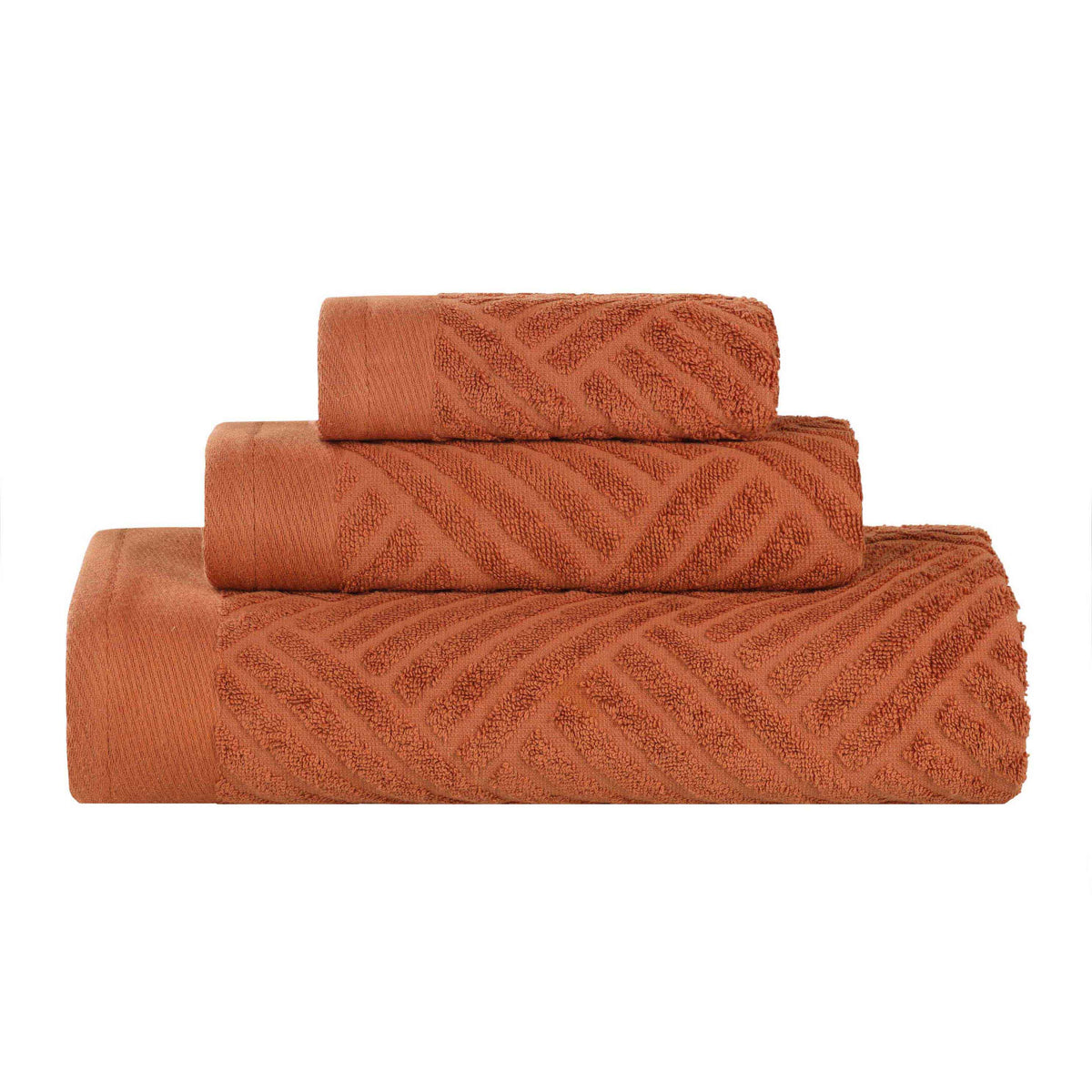 Basketweave Egyptian Cotton Jacquard 3 Piece Assorted Towel Set