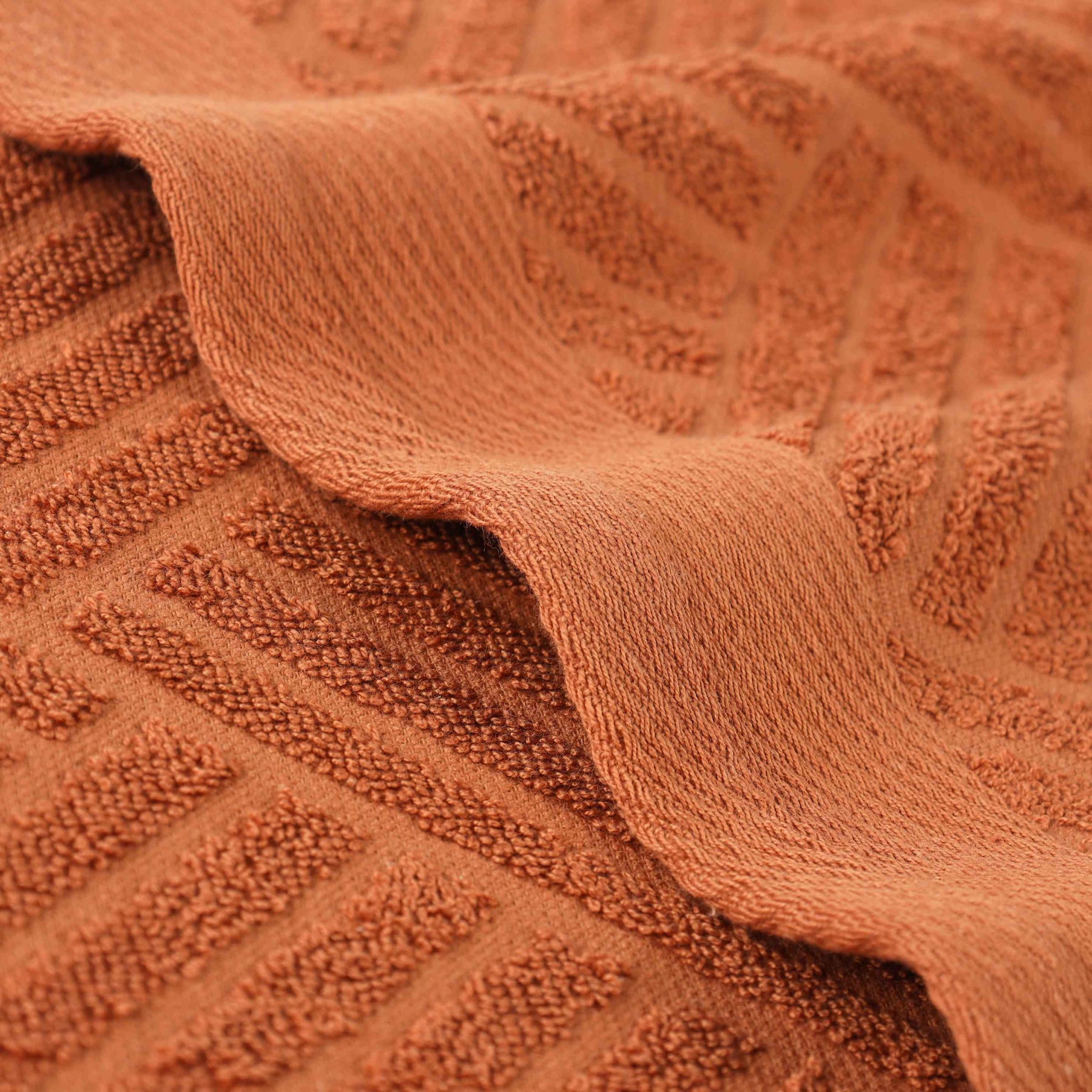 Basketweave Egyptian Cotton Jacquard and Solid Bath Towel Set of 4 - Pecan