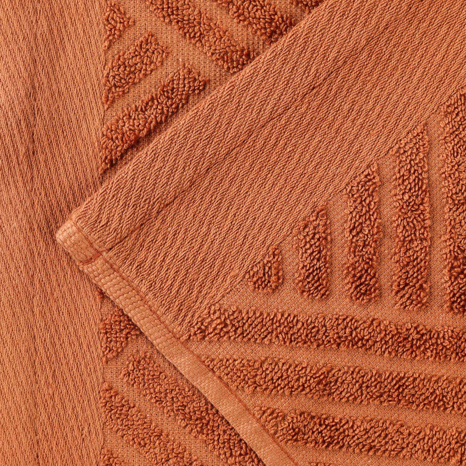 Basketweave Egyptian Cotton Jacquard and Solid Bath Towel Set of 4 - Pecan