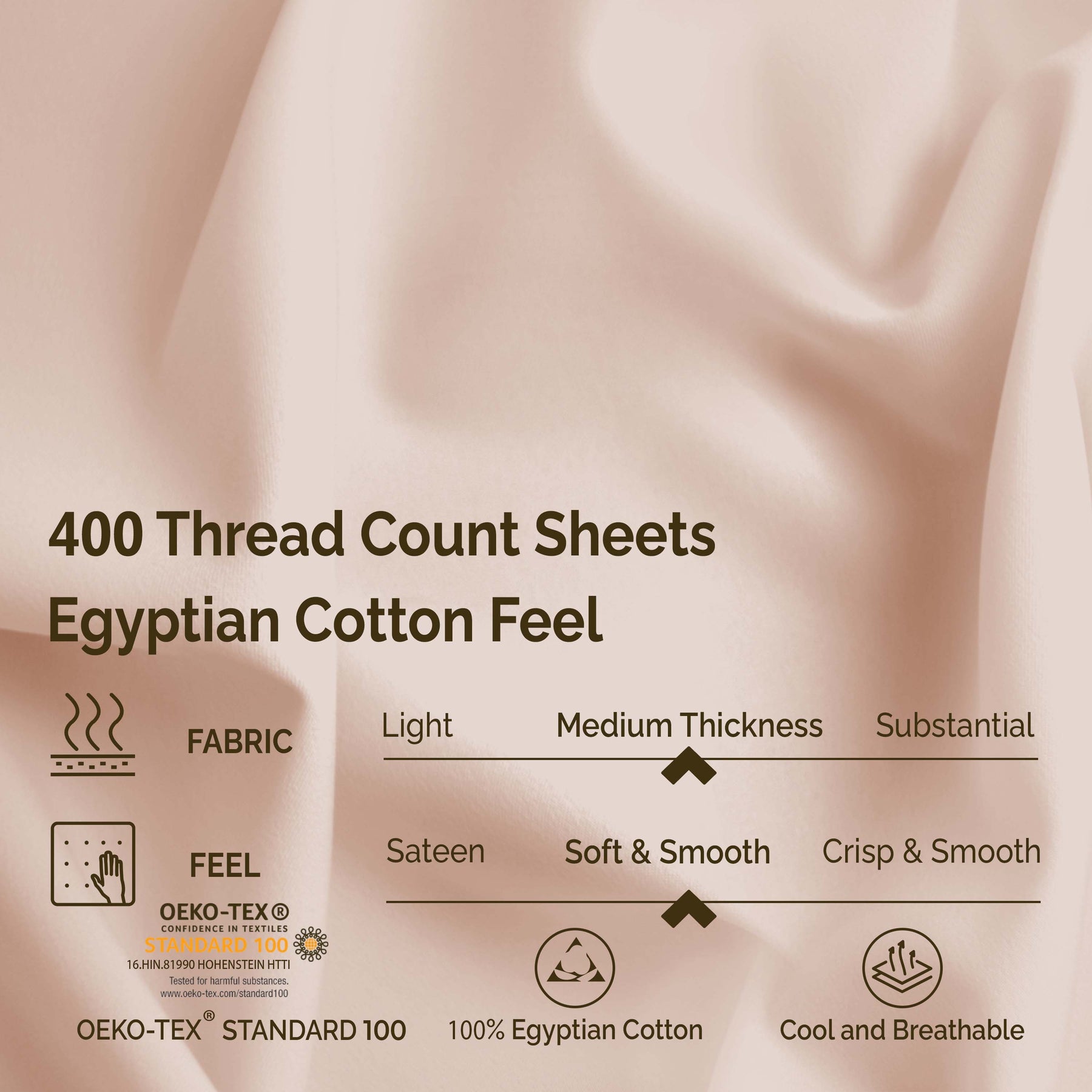 400 Thread Count Egyptian Cotton Solid Deep Pocket Sheet Set - Pink