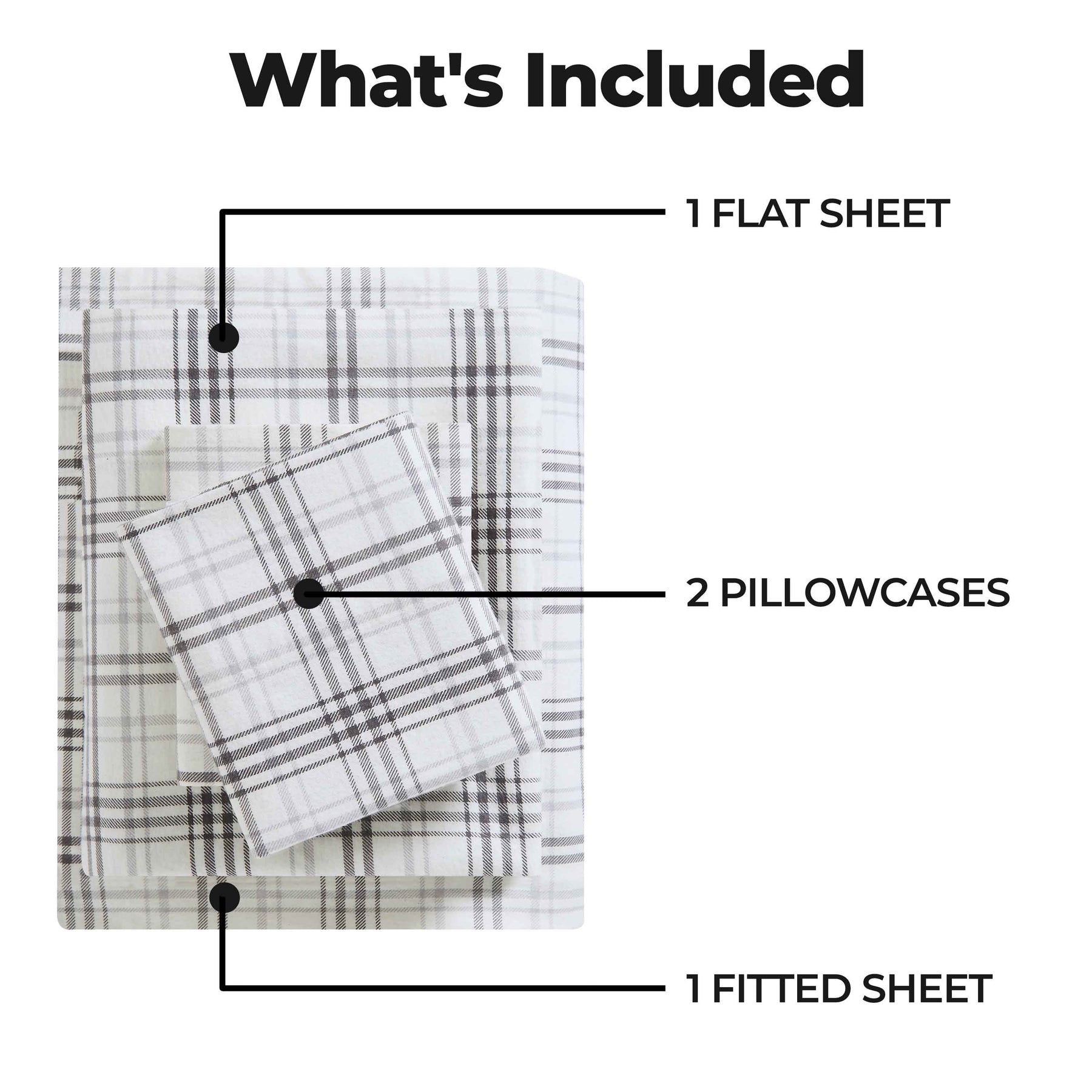 Plaid Flannel Cotton Classic Rustic Farmhouse Deep Pocket Sheet Set - Charcoal
