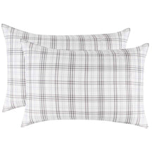 Plaid Flannel Cotton Classic Rustic Farmhouse Pillowcases - Charcoal