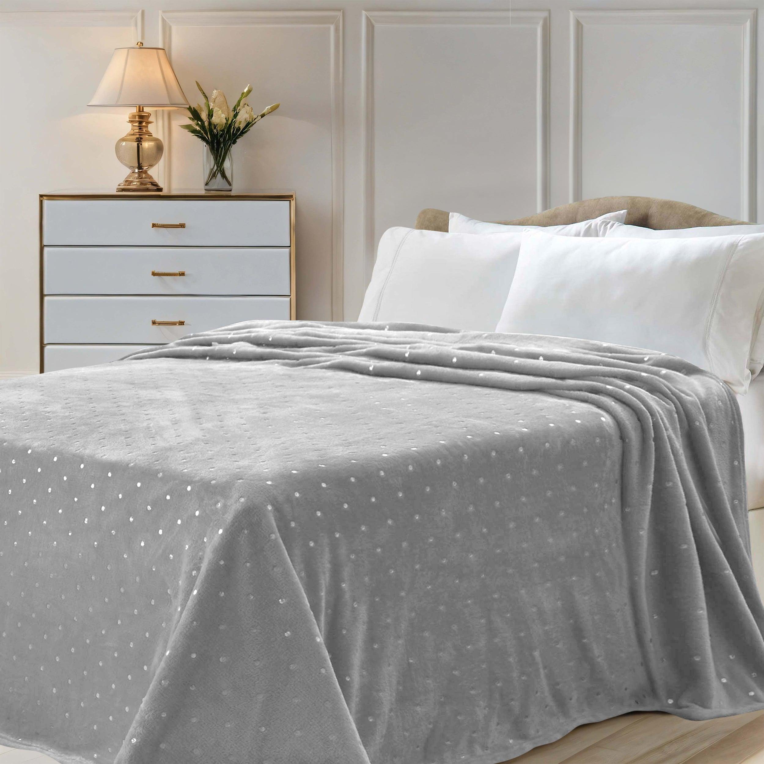 Fleece Plush Medium Weight Fluffy Soft Decorative Polka Dot Blanket - Blanket by Superior Brand