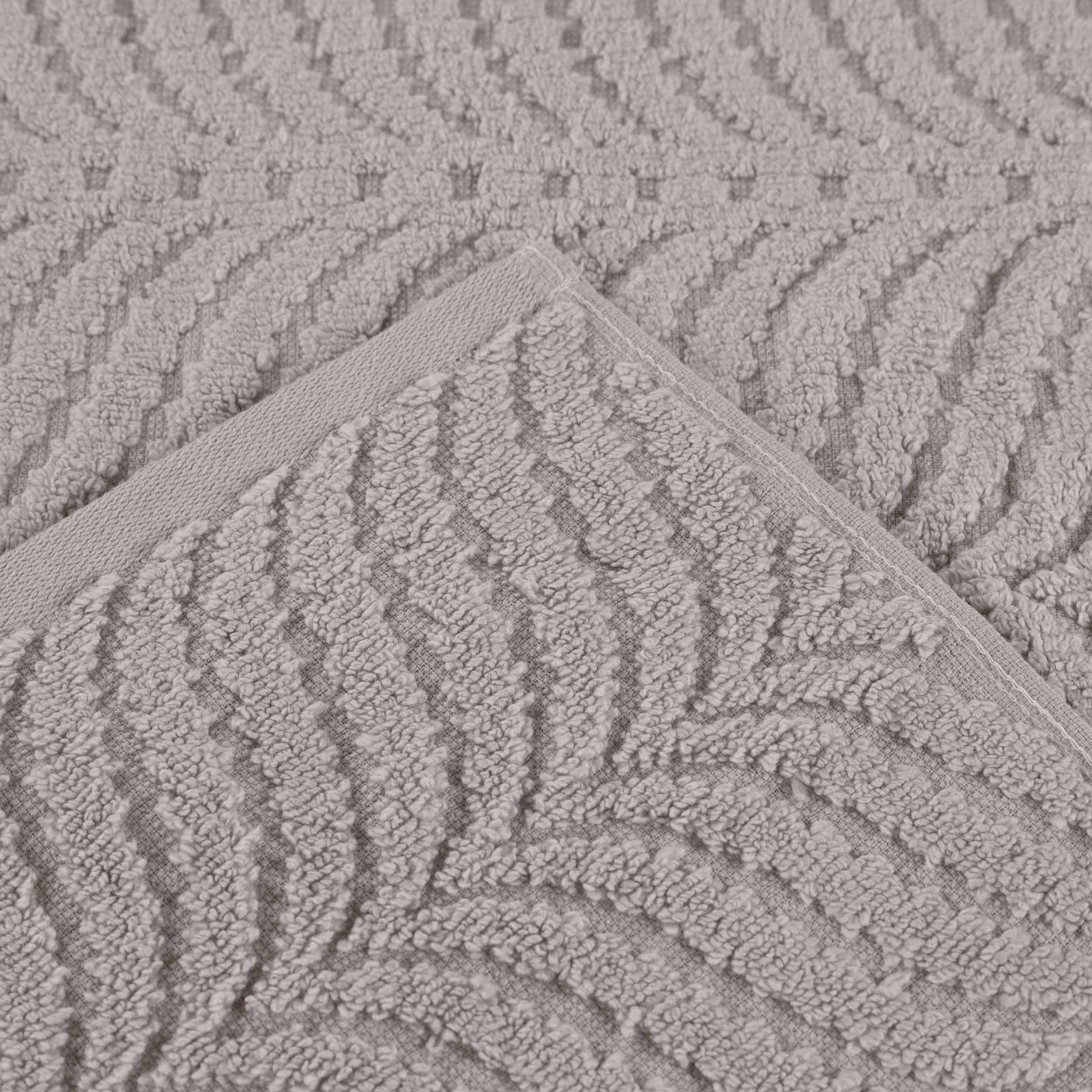 Chevron Zero Twist Cotton Solid and Jacquard Face Towel - Platinum
