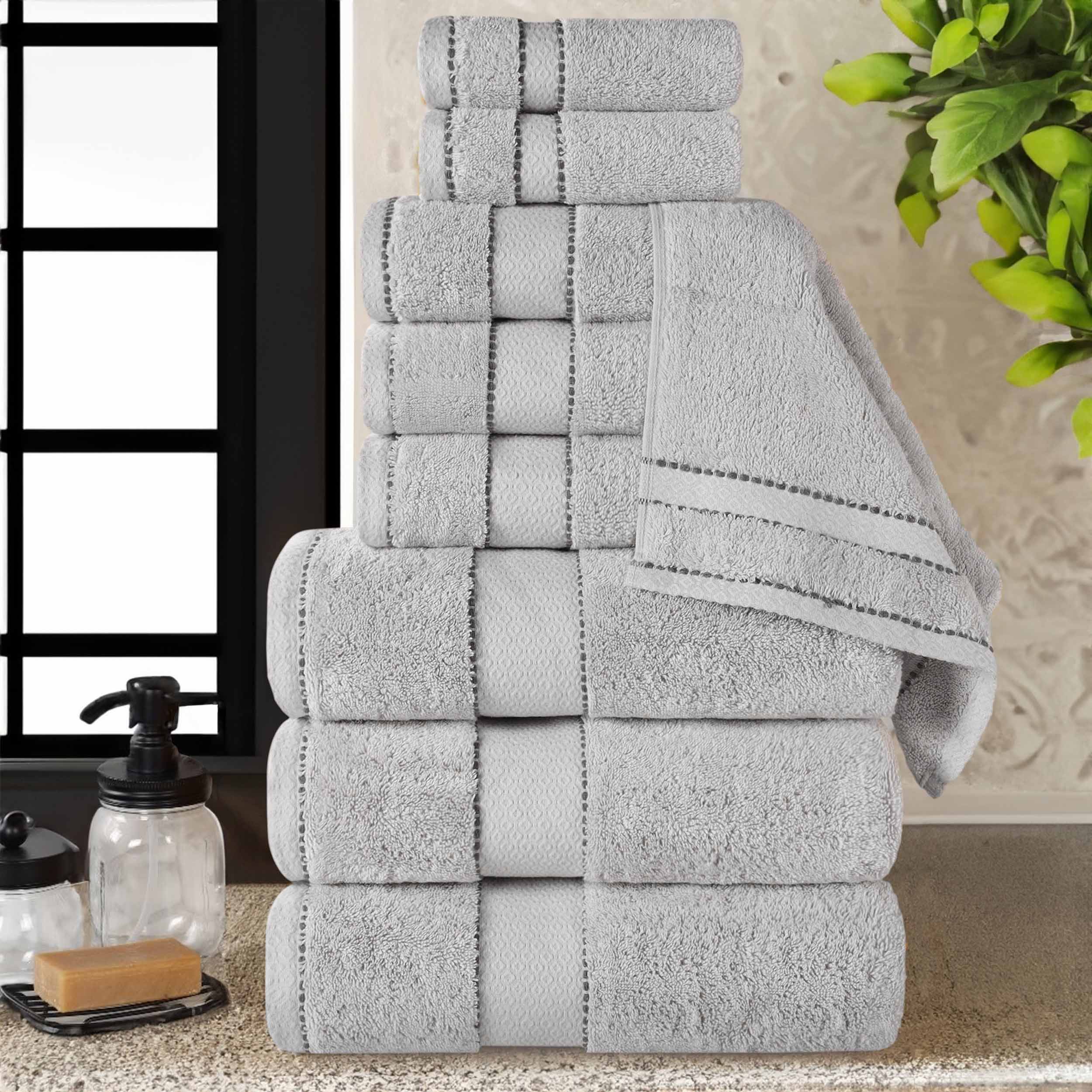 Egyptian Giza Cotton Plush Soft Towel Set 9 Piece - Egyptian Cotton Towel Set by Superior Brand