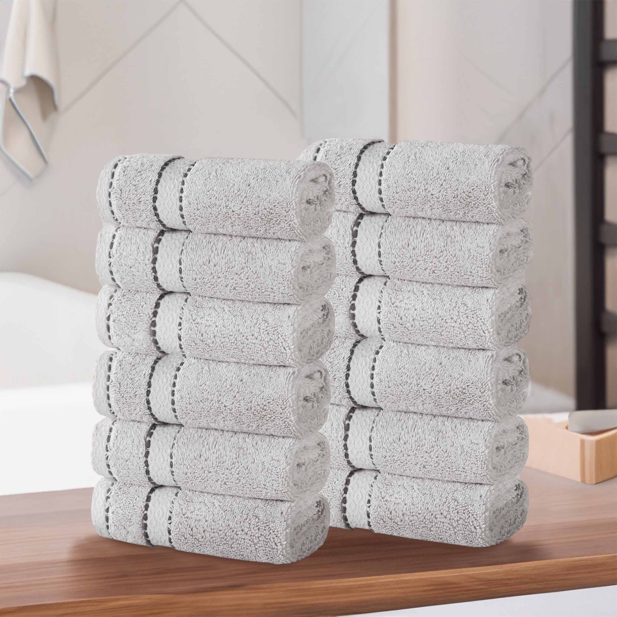 Egyptian Giza Cotton Plush Soft Towel Set 12 Piece - Egyptian Cotton Towel Set by Superior Brand