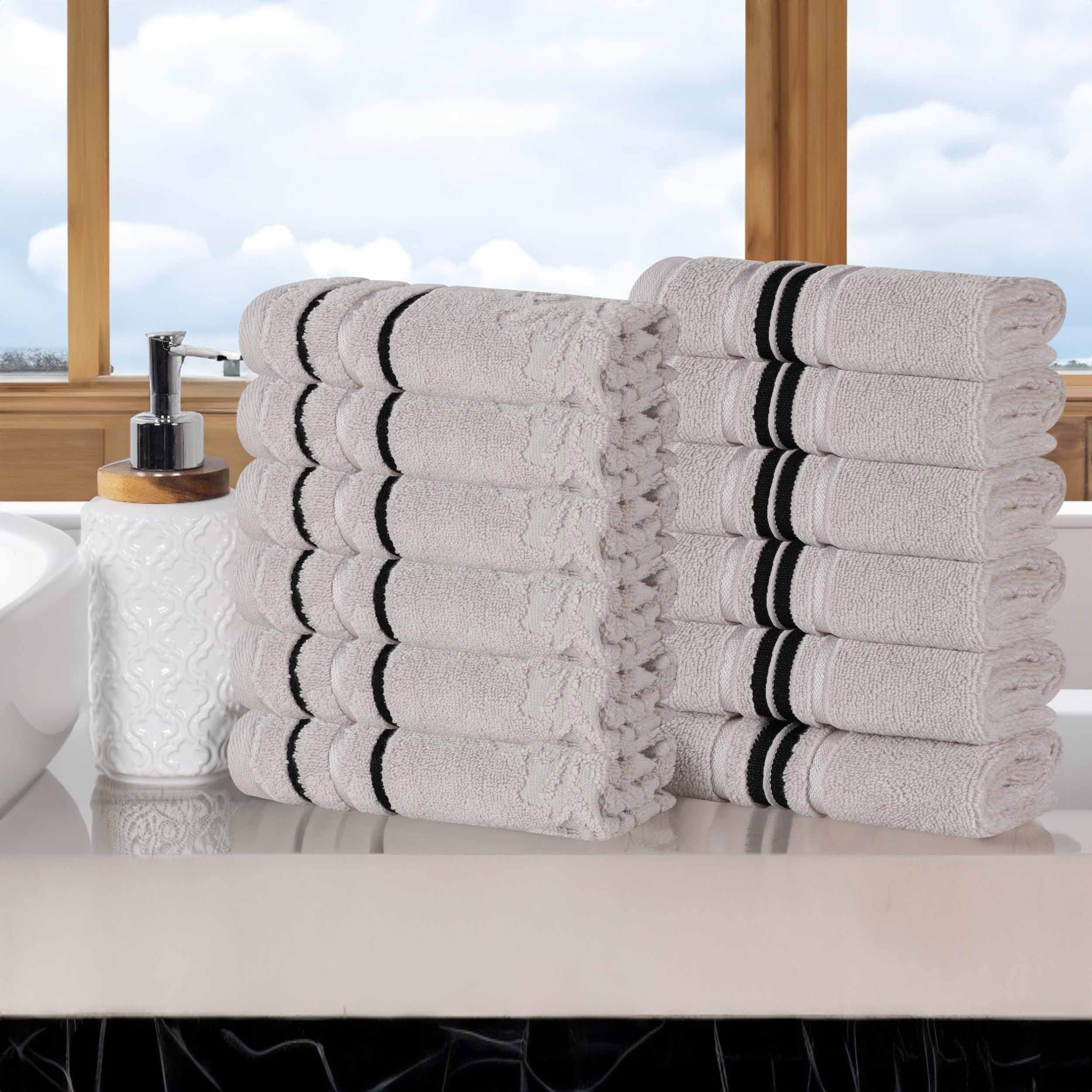 Sadie Zero Twist Cotton Solid and Jacquard Floral Face Towel Set of 12 - Face Towel by Superior Brand