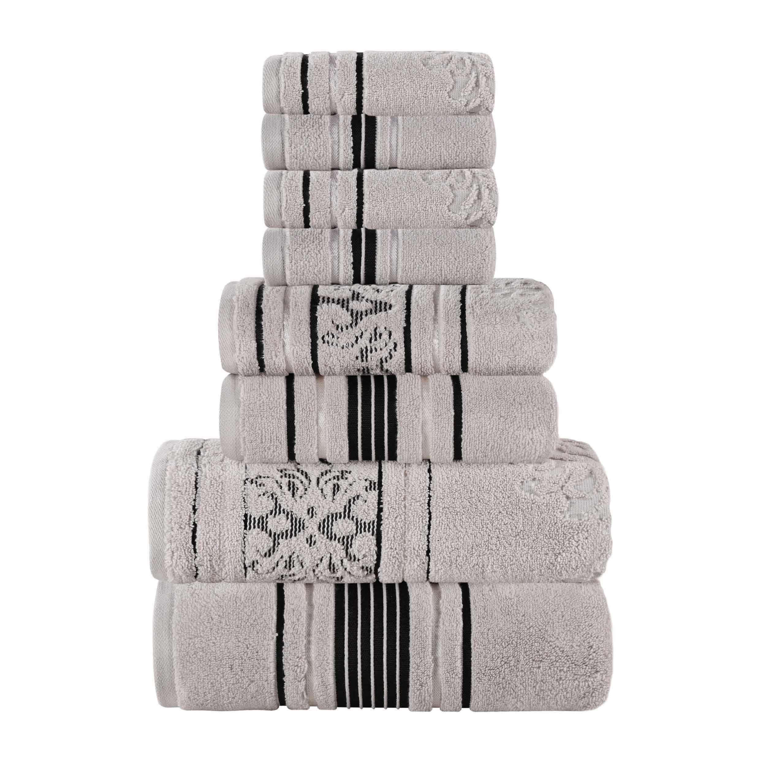 Sadie Zero Twist Cotton Solid and Jacquard Floral 8 Piece Towel Set - Towel Set by Superior Brand