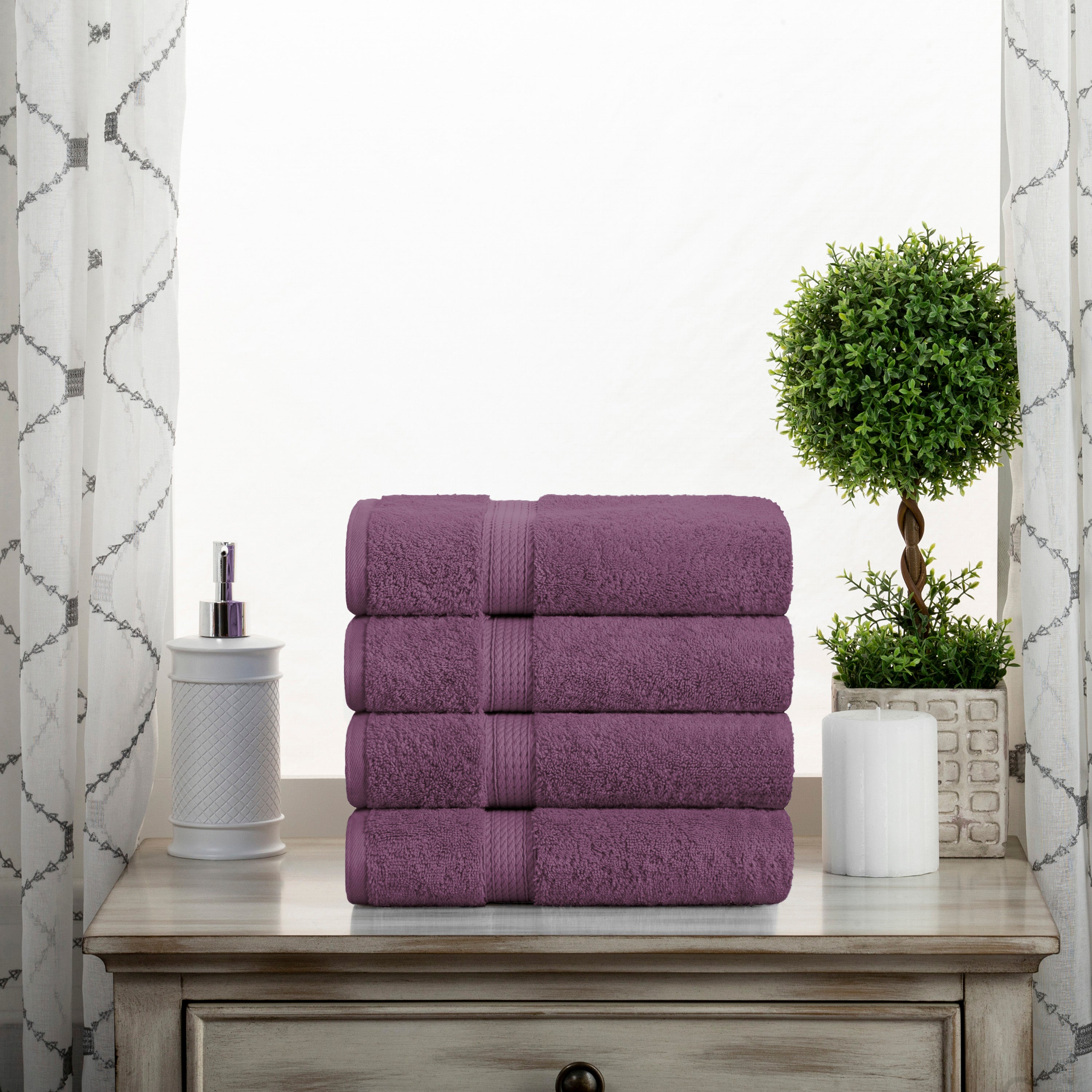 Madison Egyptian Cotton Plush Thick Absorbent Hand Towel Set of 4 - Egyptian Cotton Hand Towel by Superior Brand