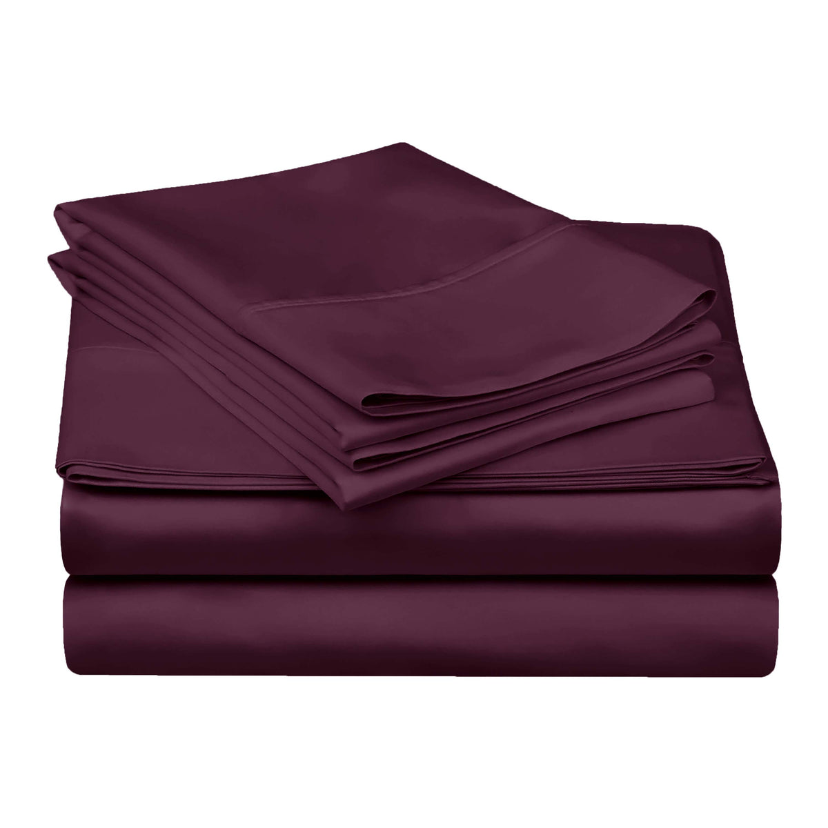 Superior Egyptian Cotton 300 Thread Count Solid Deep Pocket Bed Sheet Set - Plum