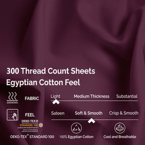Superior Egyptian Cotton 300 Thread Count Solid Deep Pocket Bed Sheet Set - Plum