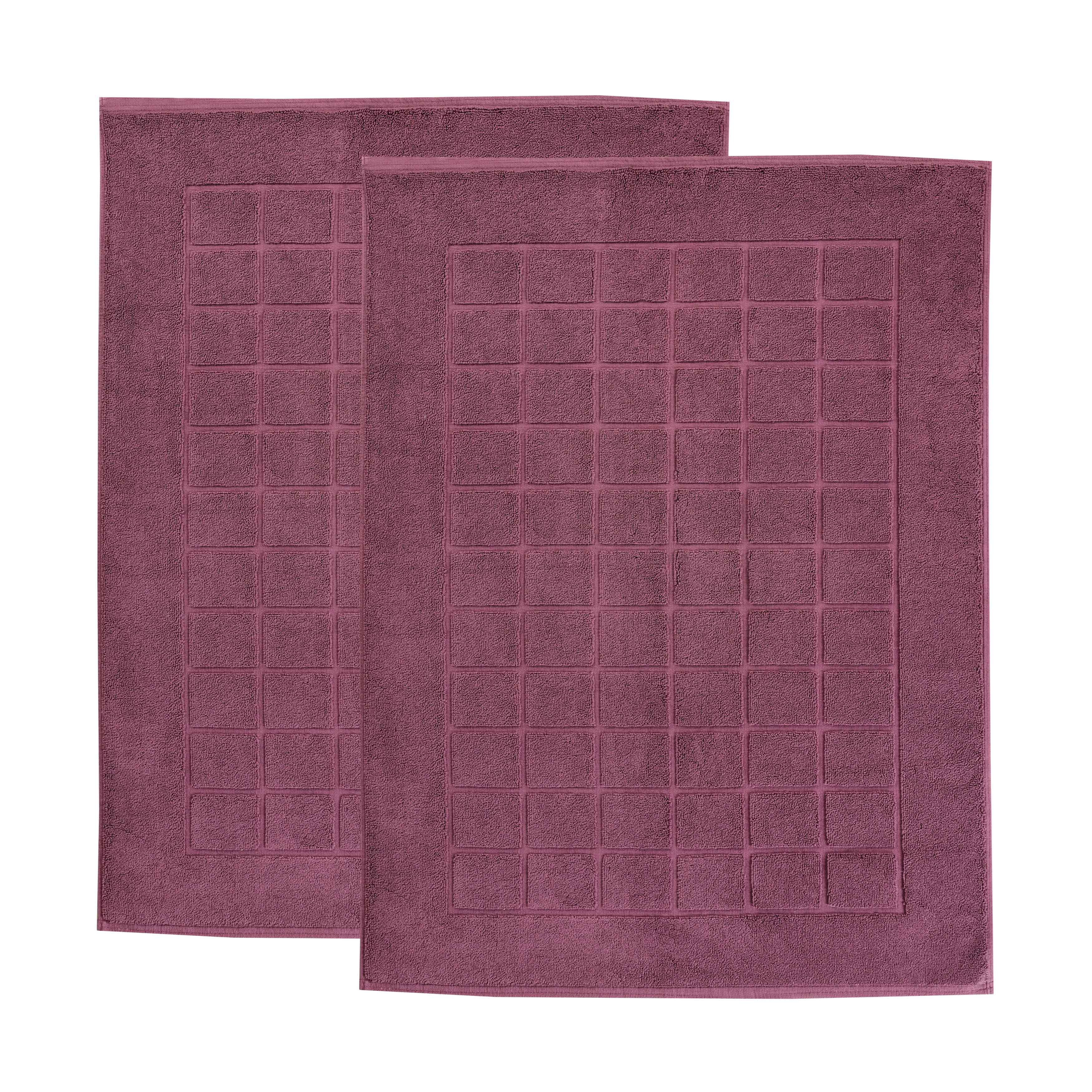Nora Cotton Solid Absorbent Thick Checkered Washable Bath Mat Set of 2 - Bath Mats by Superior Brand