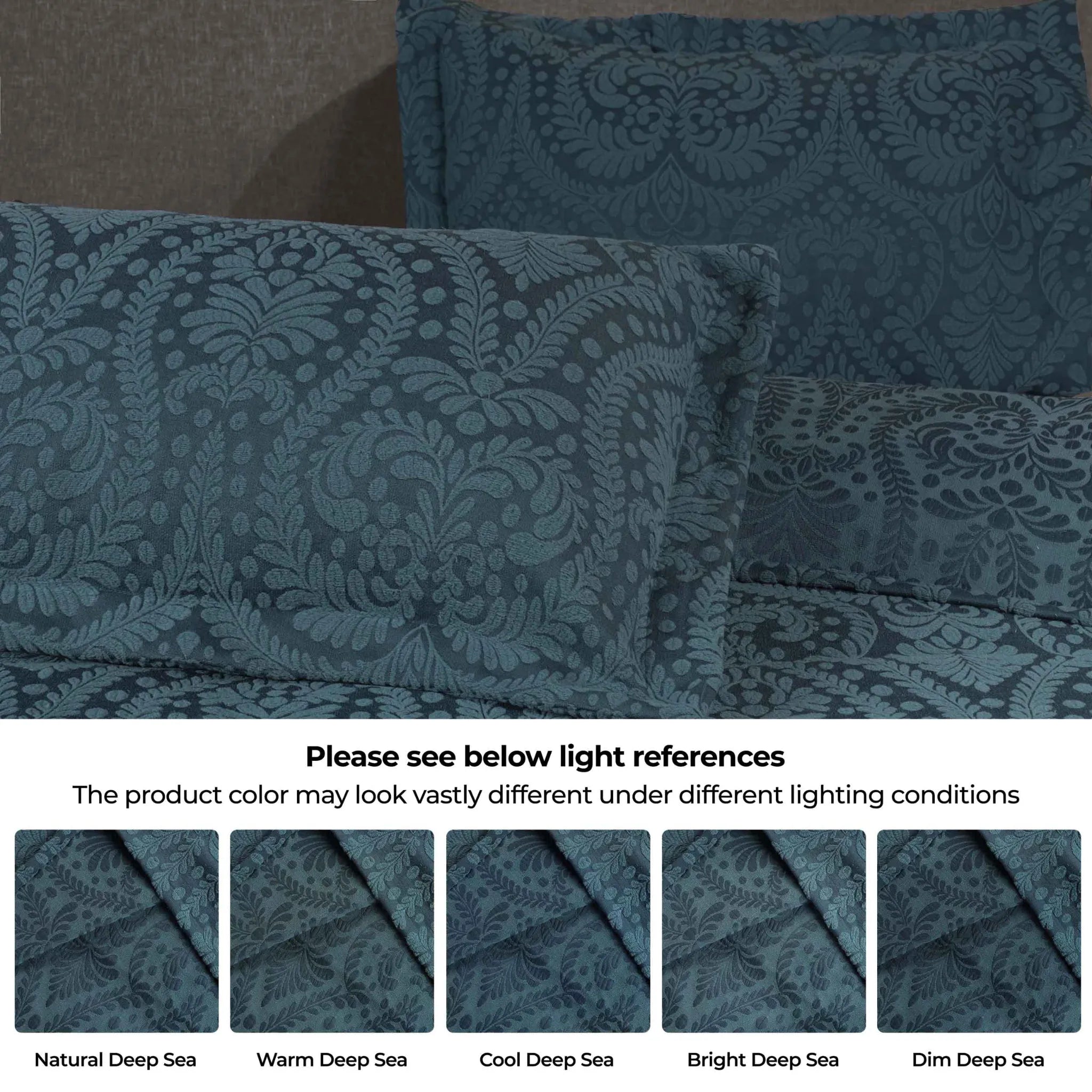Aspen Jacquard Bedspread Set – 3‐Piece Cotton Blend Floral Bedding ...