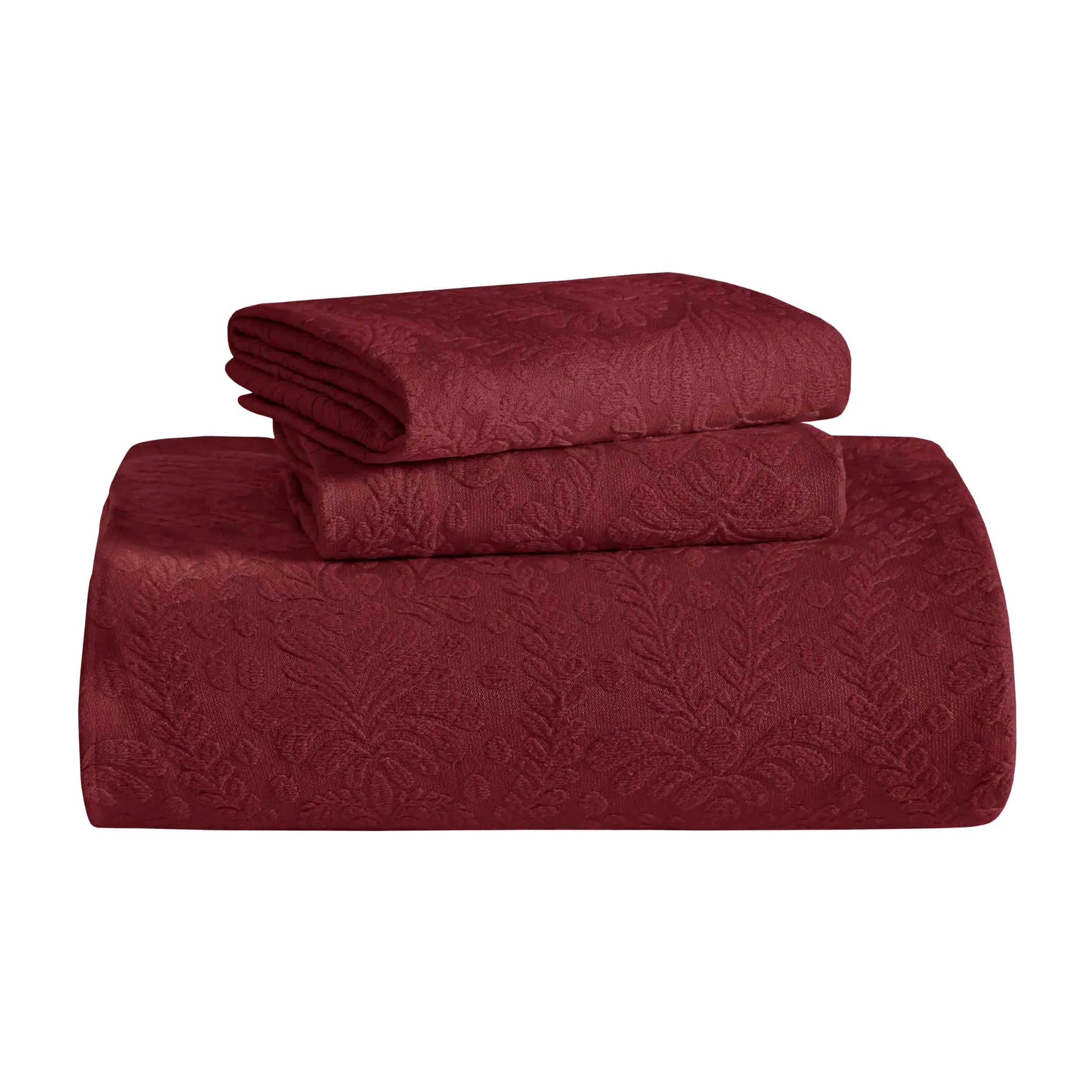 Aspen Jacquard Bedspread Set – 3‐Piece Cotton Blend Floral Bedding ...