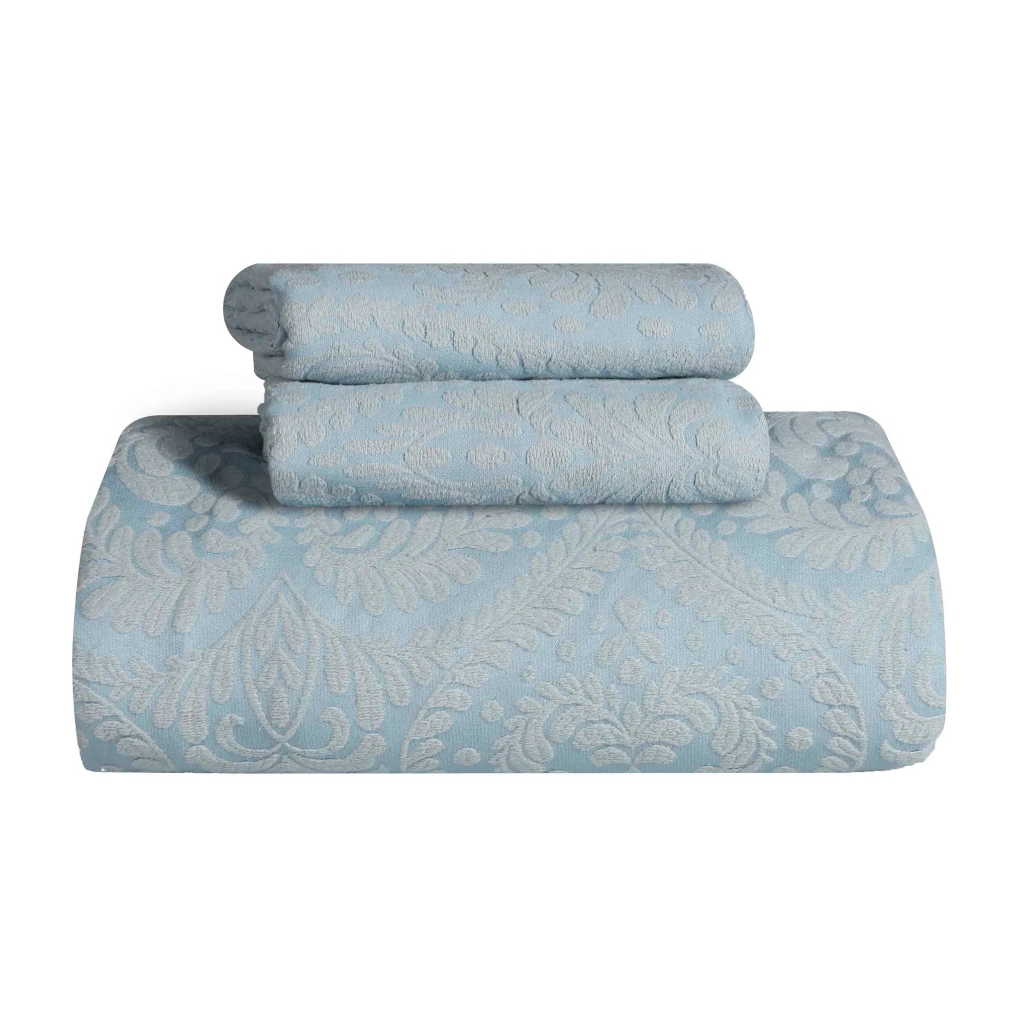 Aspen Jacquard Bedspread Set – 3‐Piece Cotton Blend Floral Bedding ...