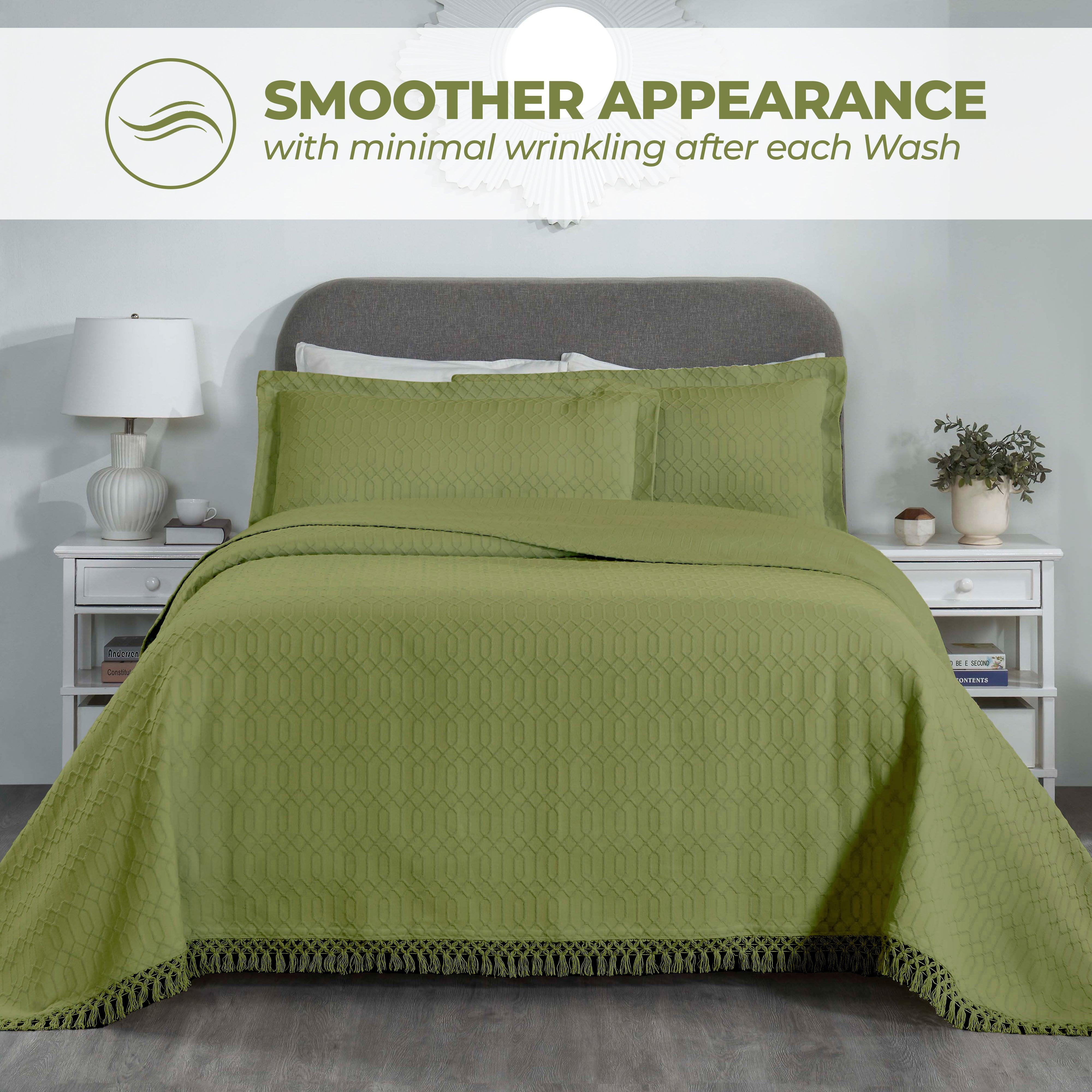 Remi Cotton Blend Jacquard Geometric Fringe Bedspread Set - Bedspread by Superior