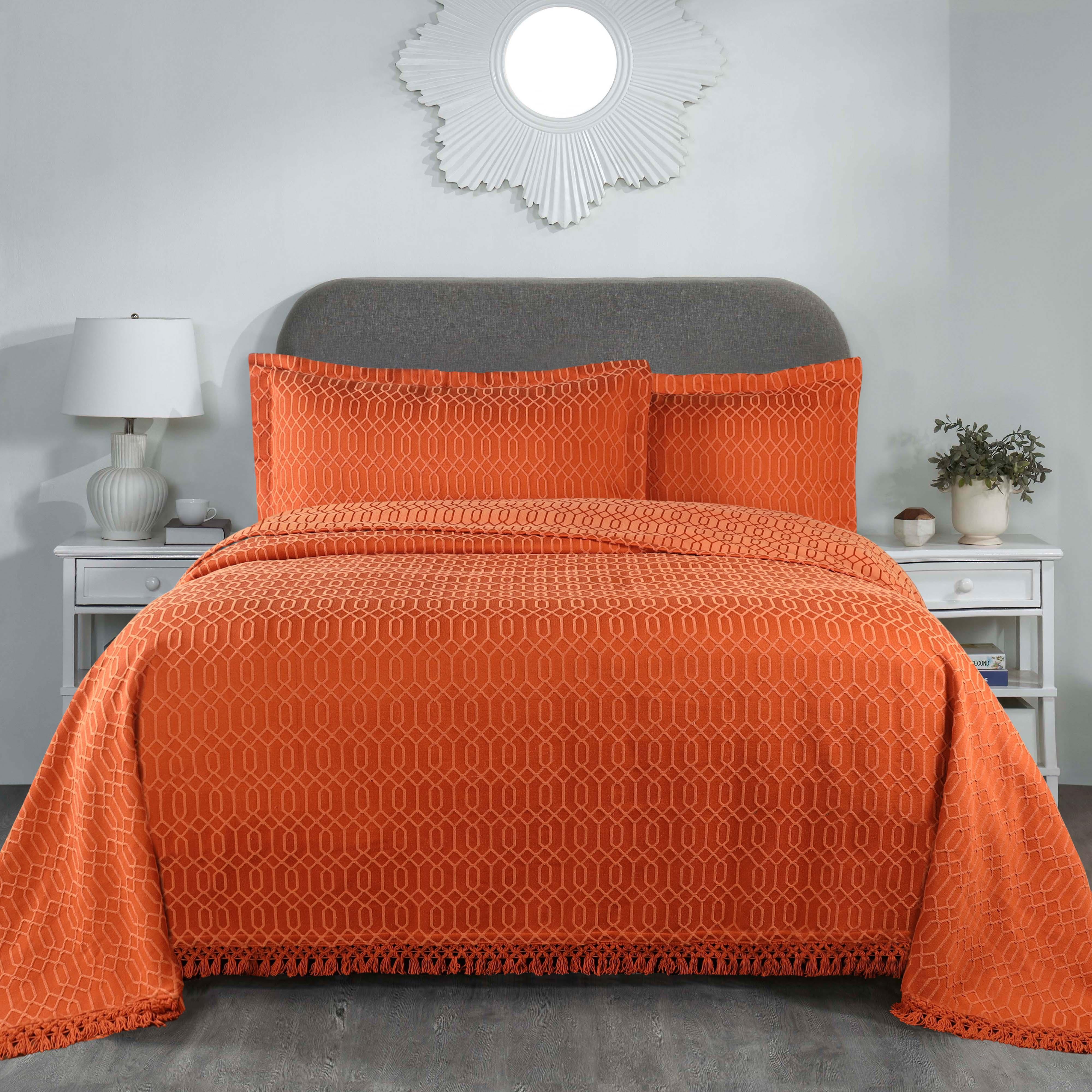 Remi Cotton Blend Jacquard Geometric Fringe Bedspread Set - Bedspread by Superior