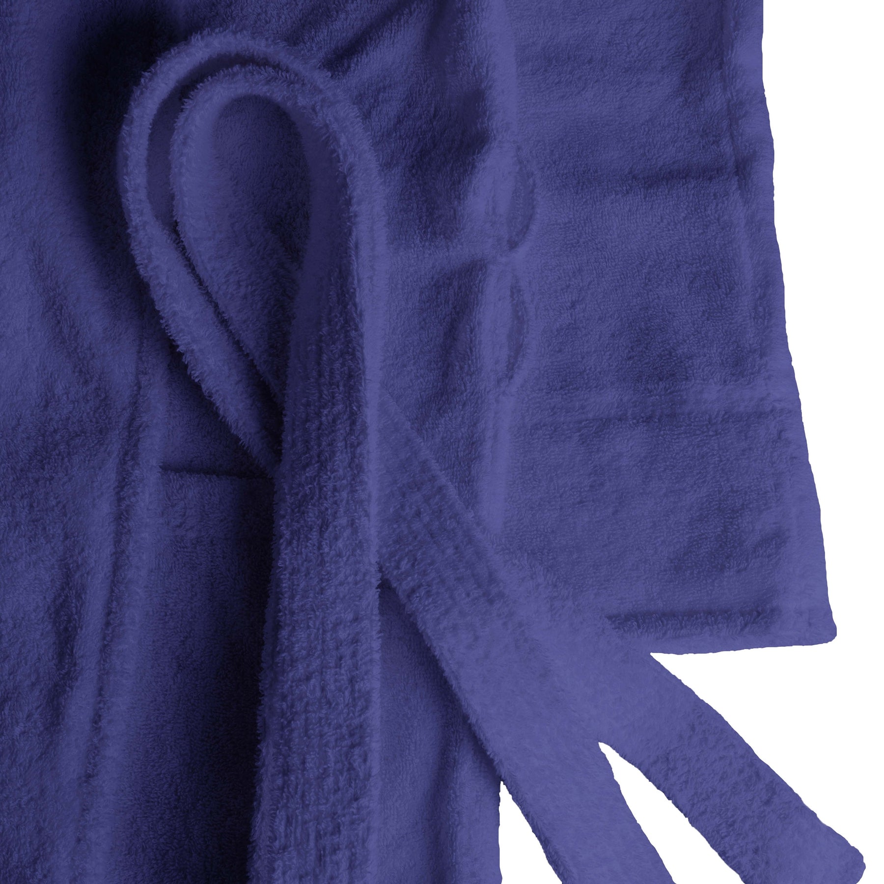 Classic Men's Home and Bath Collection Traditional Turkish Cotton Cozy Bathrobe with Adjustable Belt and Hanging Loop - Navy Blue