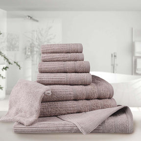 Egyptian Cotton 8 Piece Bath, Hand, and Face Towel Set with Bath Mat and Bath Mitt - Grey