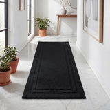 Solid Bordered Cotton Washable Non-Slip Bath Rugs or Runner