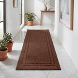 Solid Bordered Cotton Washable Non-Slip Bath Rugs or Runner